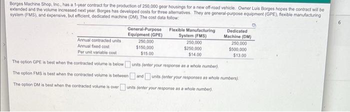 6 Borges Machine Shop, Inc., has a 1-year
