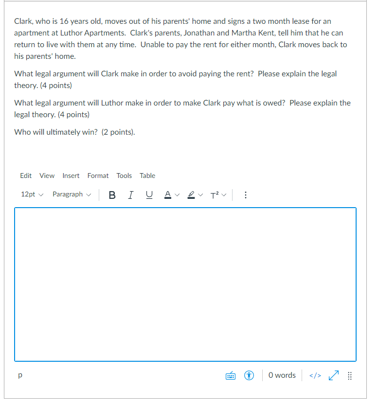 Clark, who is 16 years old, moves out of his