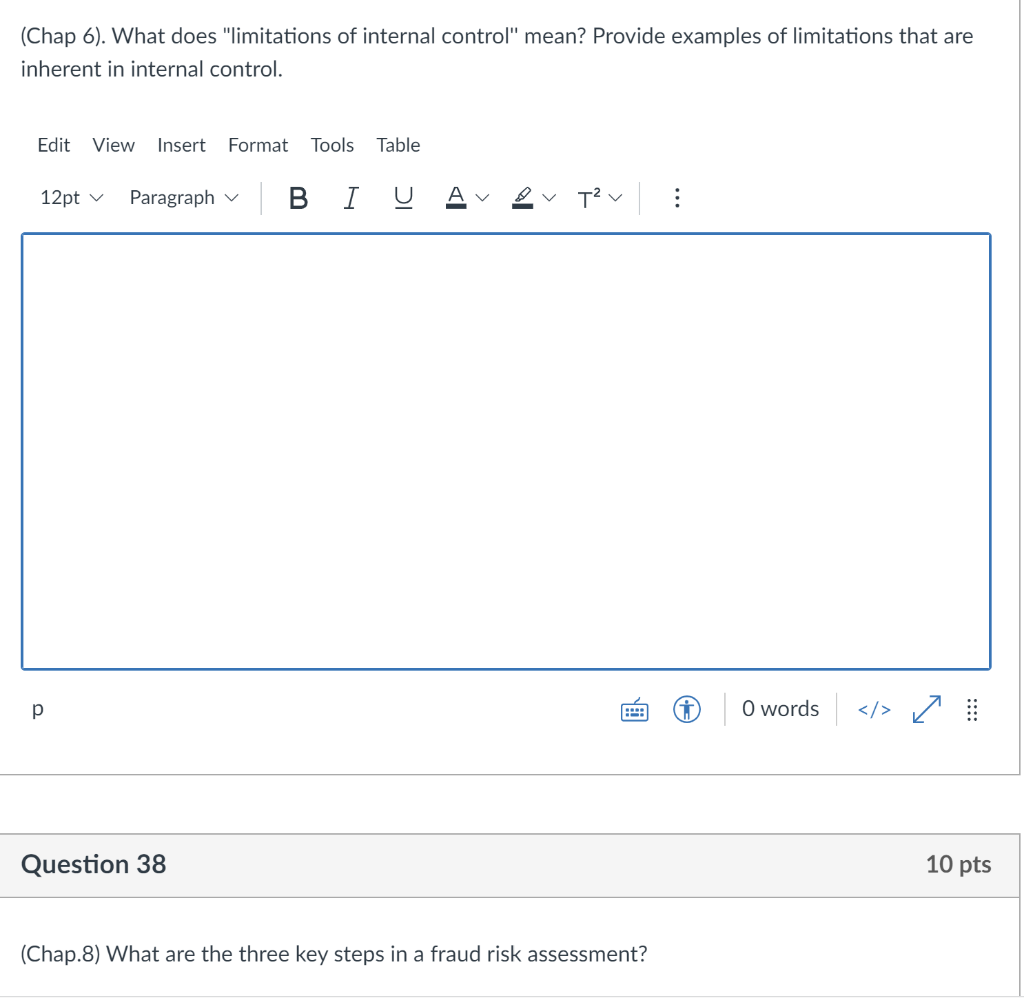 (Chap 6). What does "limitations of internal