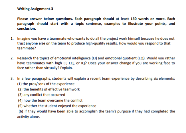 plz answer these questions Writing Assignment-3