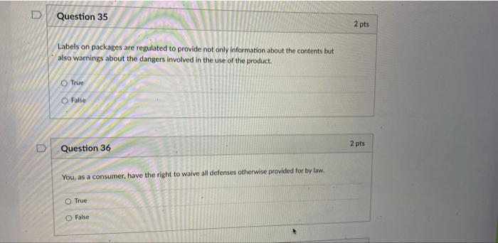 D Question 35 2 pts Labels on packages are