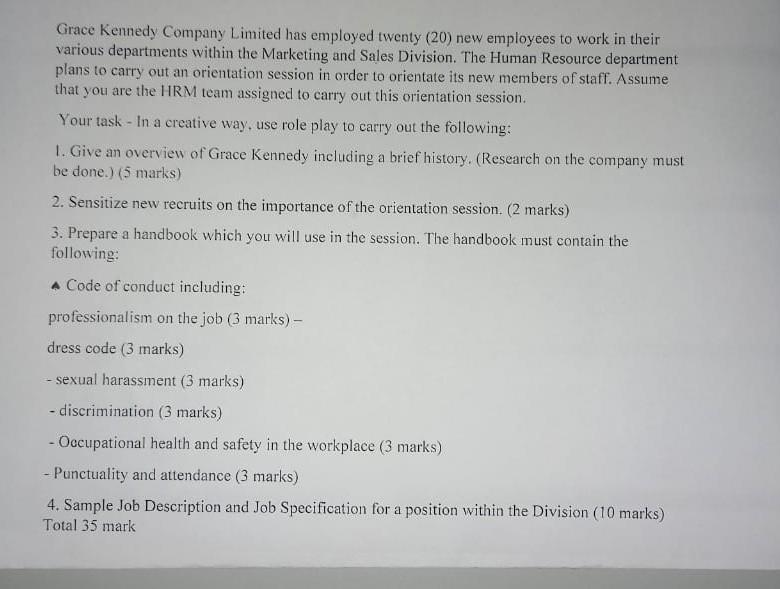 Grace Kennedy Company Limited has employed twenty