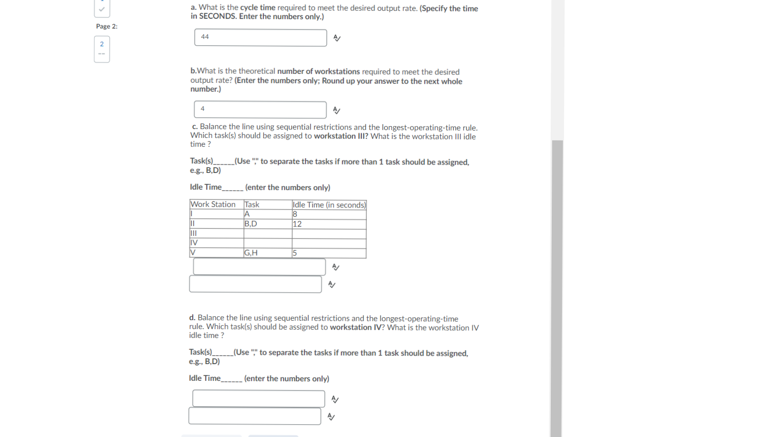 TASK SECONDS TASKS THAT MUST PRECEDE A 36 B 20 A