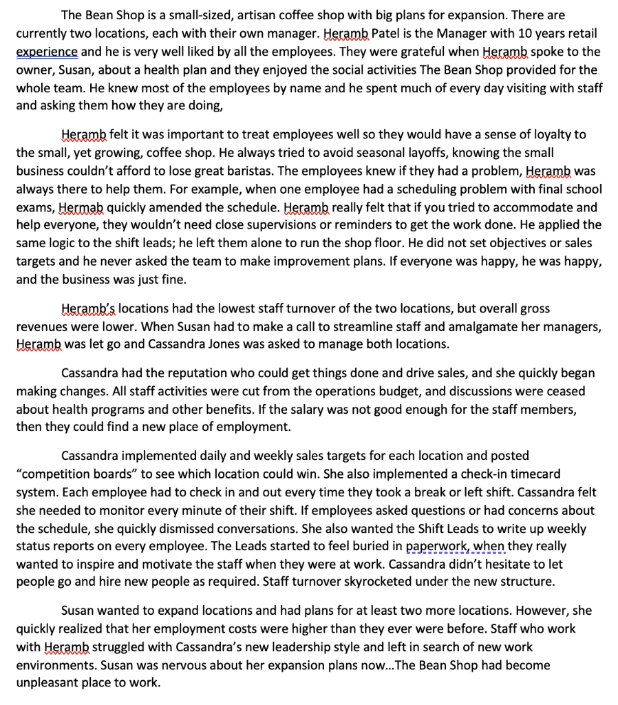 Question: A third Bean Shop location would expand