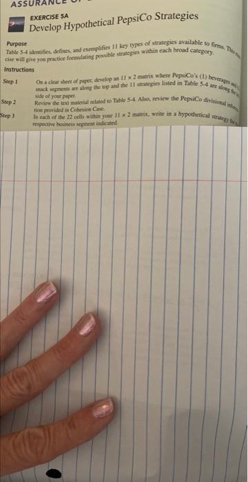 EXERCISE 5A Develop Hypothetical PepsiCo