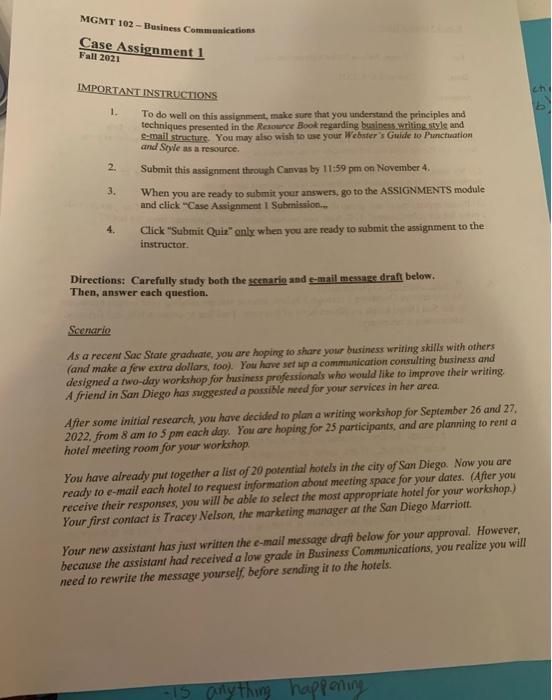 need help please!!! MGMT 102 - Business