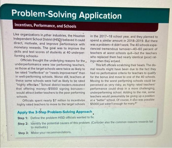 answer the problem solving question Problem