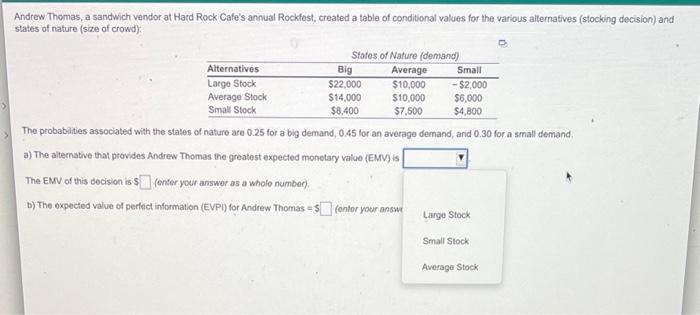answer all questions Andrew Thomas, a sandwich