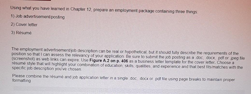 Using what you have learned in Chapter 12,