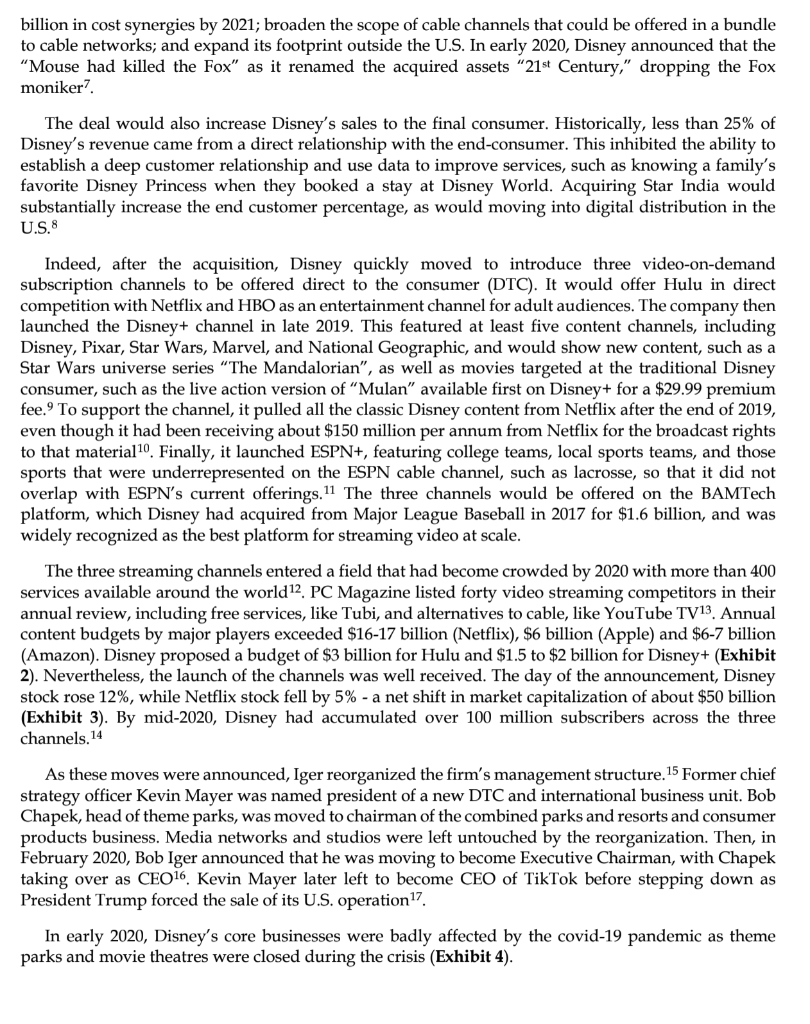 2. Did its acquisition of 21st Century Fox make