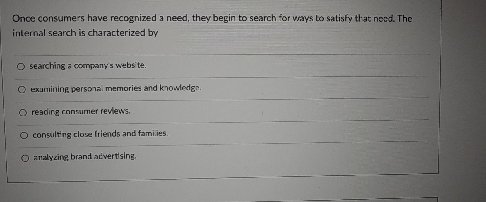 Once consumers have recognized a need, they begin