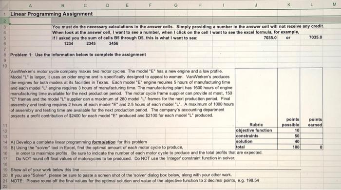 D E M 1 Linear Programming Assignment 2 3 4 5 6
