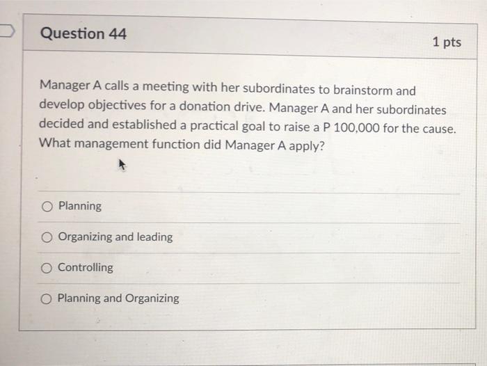 Question 45 1 pts Vis an entrepreneur who can't