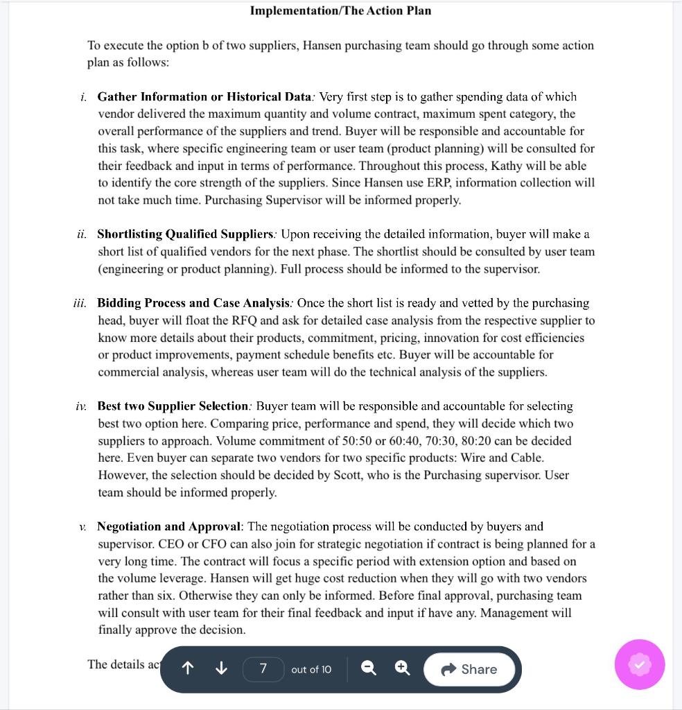 Please paraphrase the sentence from I to V and