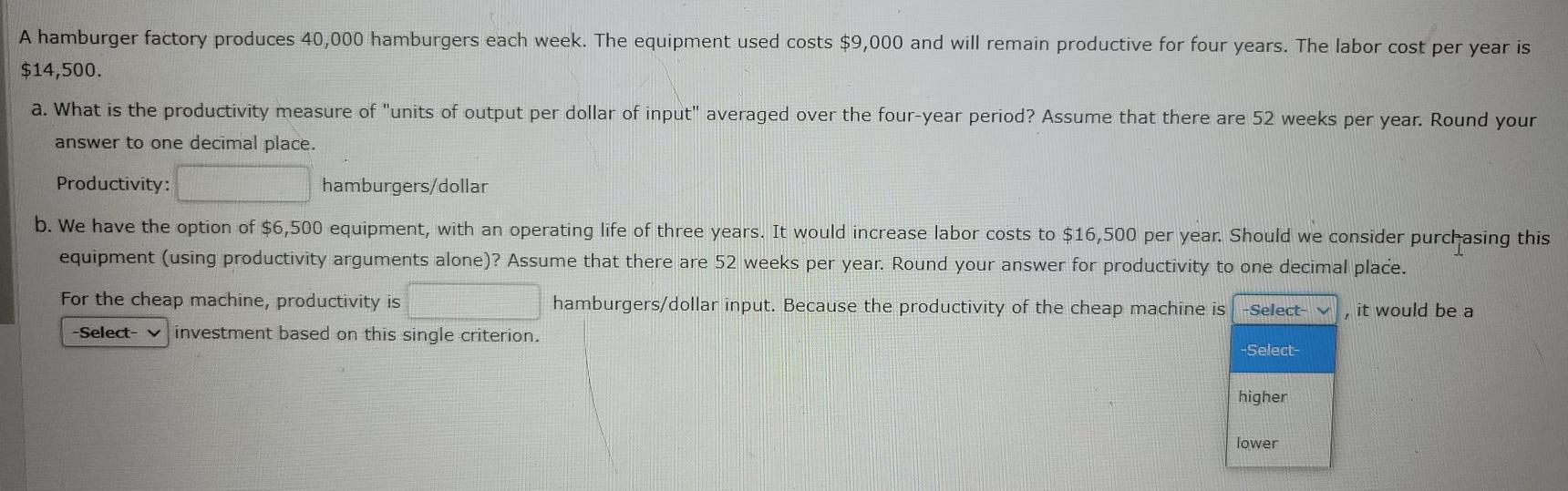 A hamburger factory produces 40,000 hamburgers
