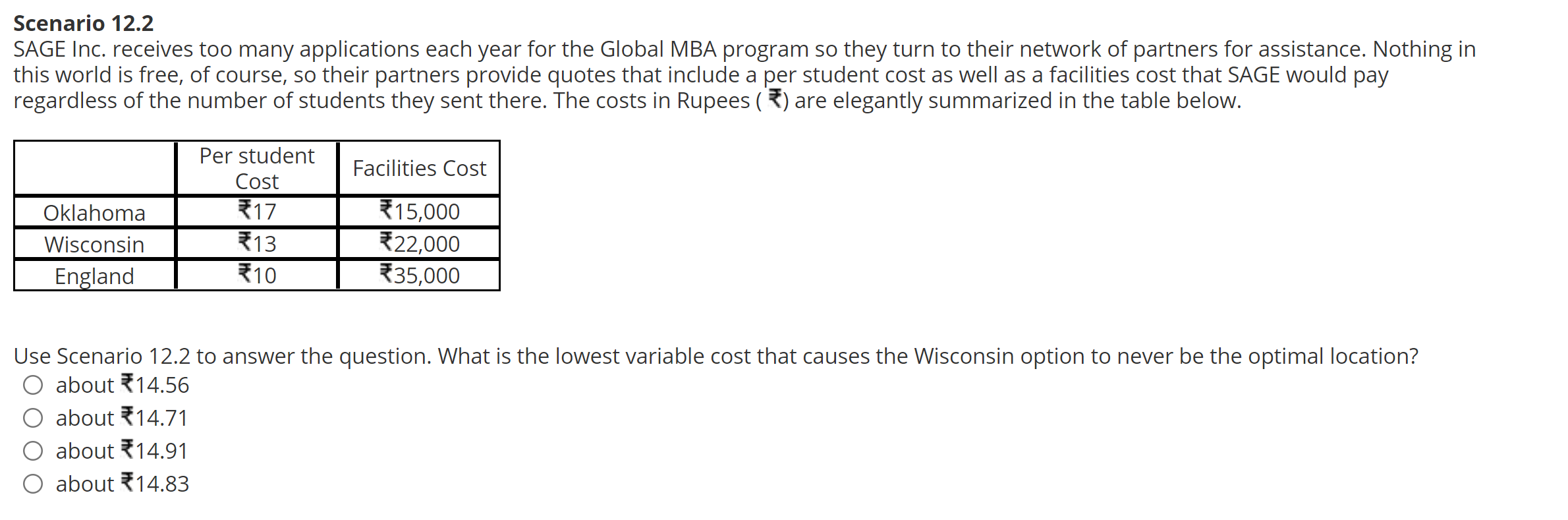 Scenario 12.2 SAGE Inc. receives too many