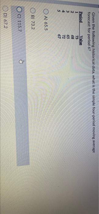 Given the following historical data, what is the