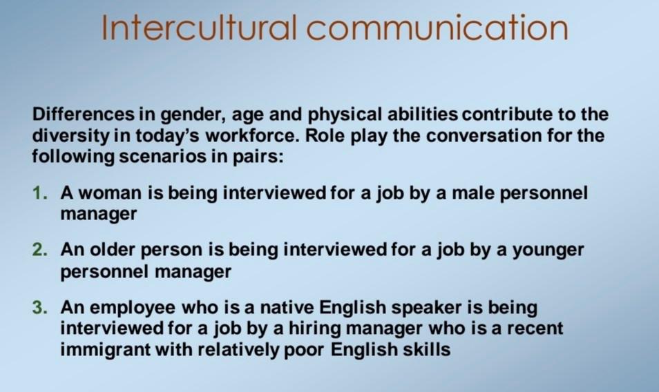 Business communication question Intercultural