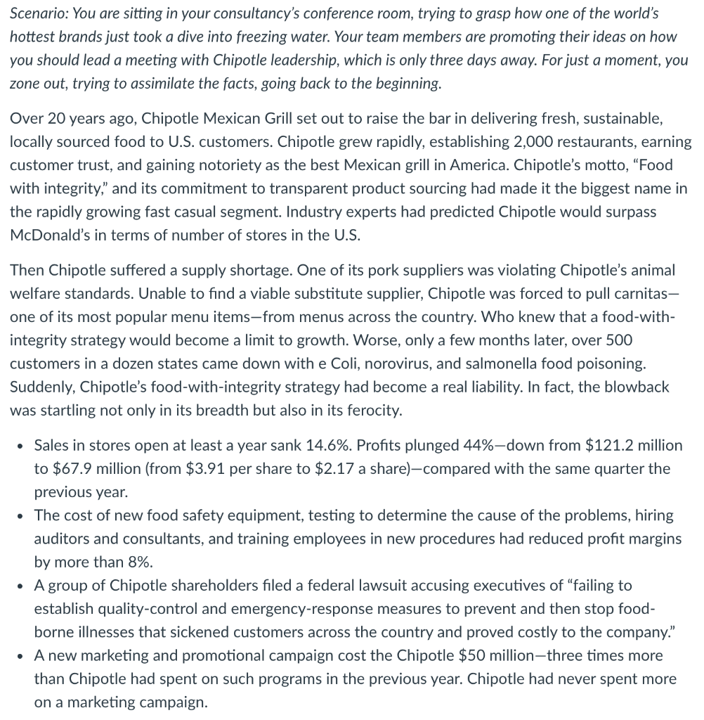 Scenario: You are sitting in your consultancy's