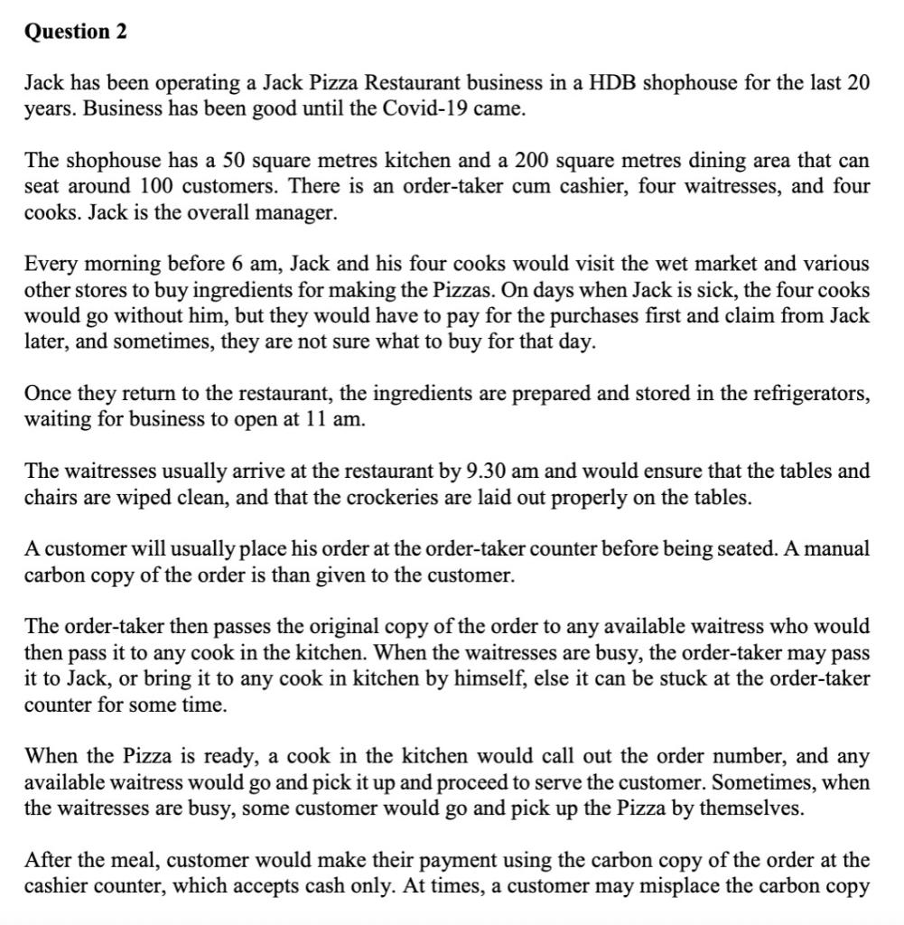 Construct BPMN diagram Question 2 Jack has been