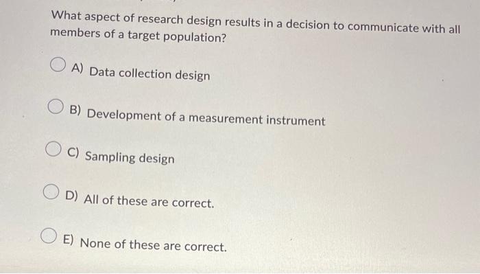 What aspect of research design results in a