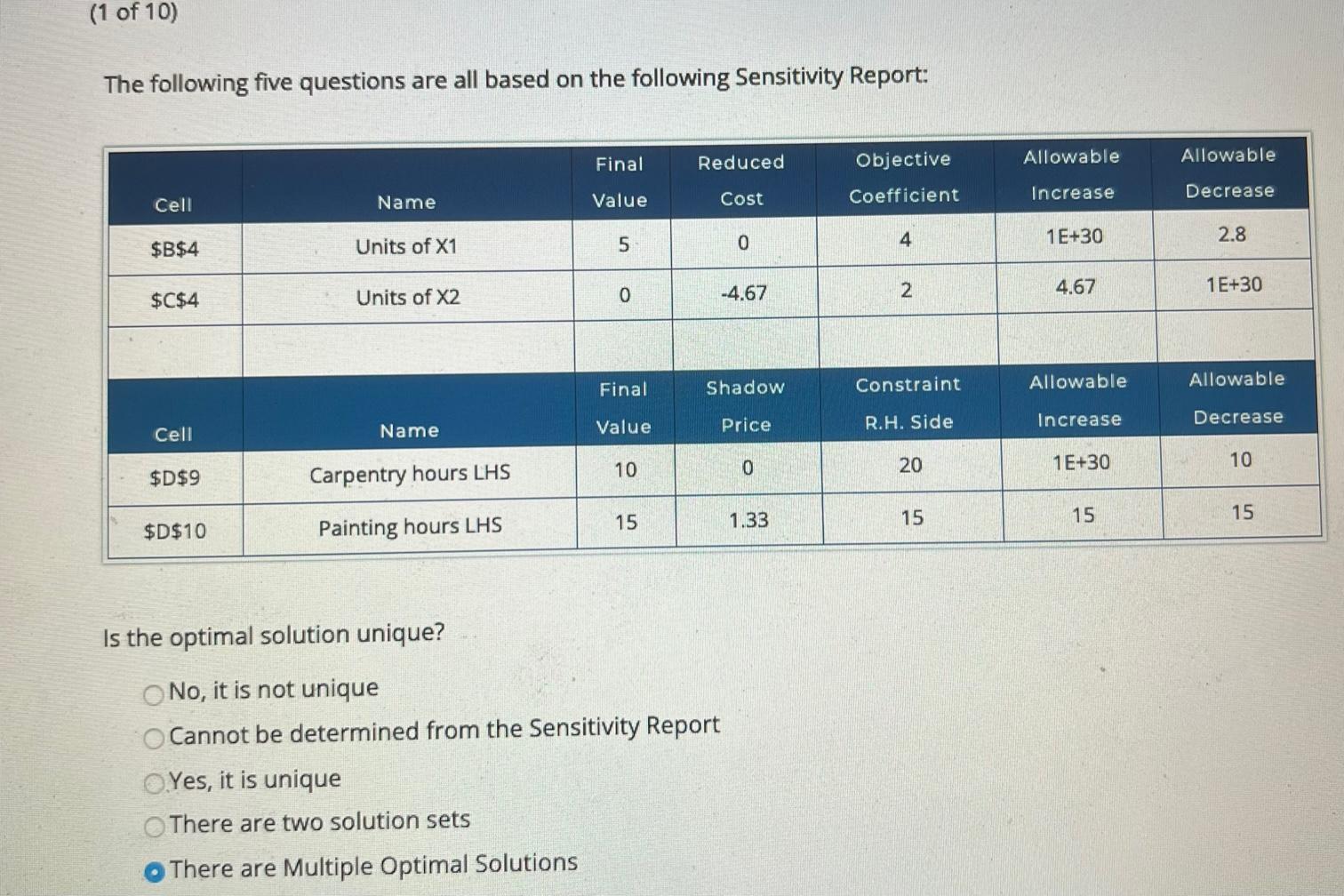 (1 of 10) The following five questions are all