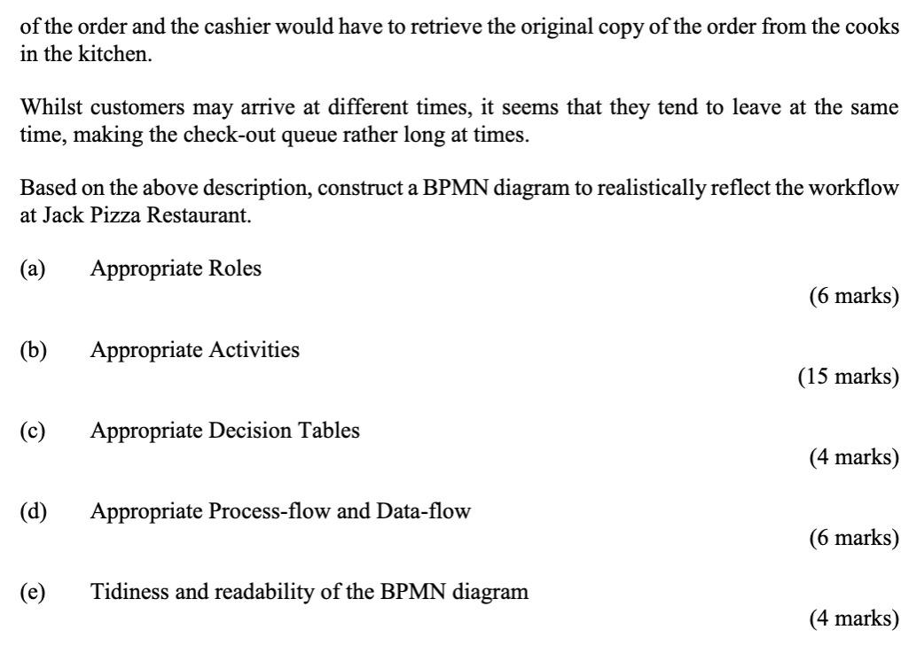 Construct BPMN diagram Question 2 Jack has been