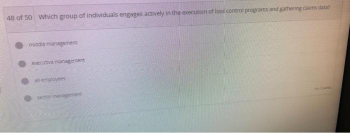 risk management 48 of 50 Which group of