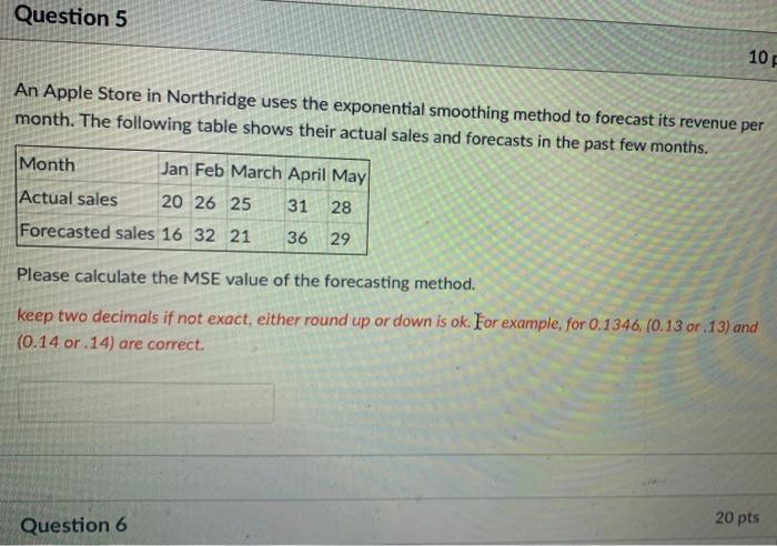 TIA. Question 5 10 An Apple Store in Northridge