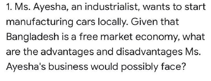 1. Ms. Ayesha, an industrialist, wants to start