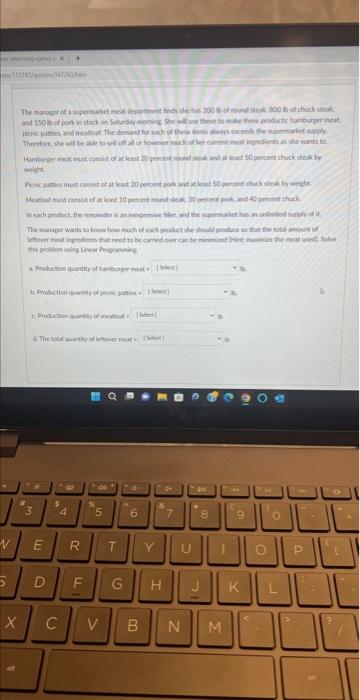 whight. The manaser of a supermarket meat