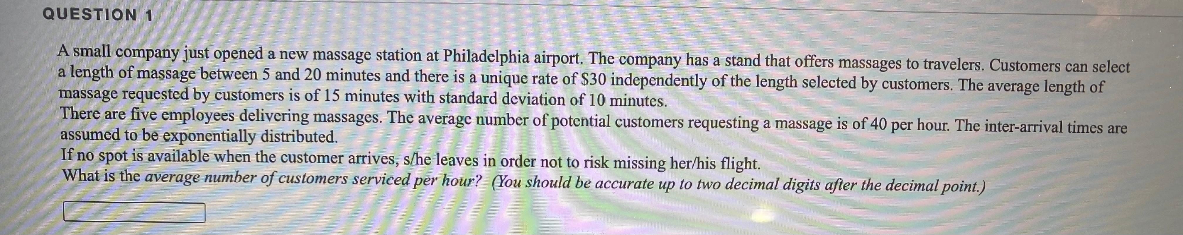 QUESTION 1 A small company just opened a new