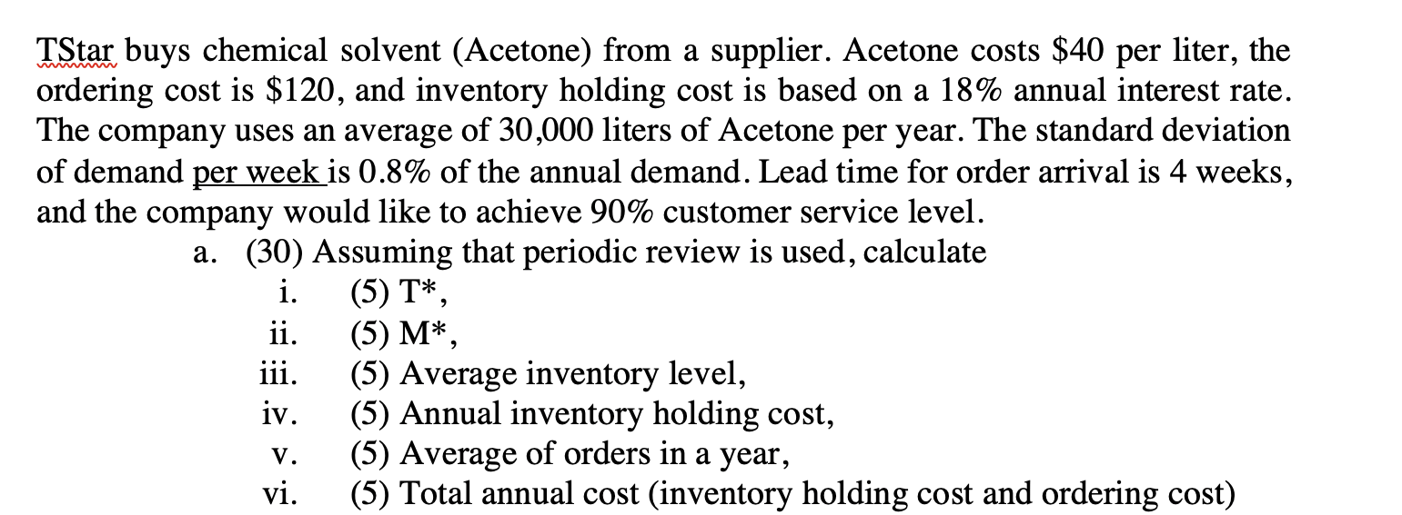 TStar buys chemical solvent (Acetone) from a