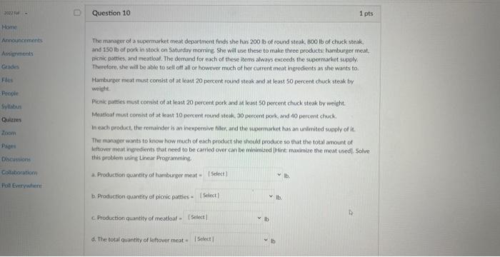 whight. The manaser of a supermarket meat