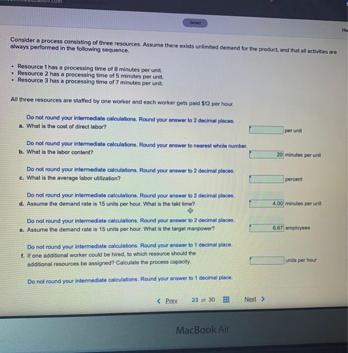 He Consider a process consisting of three