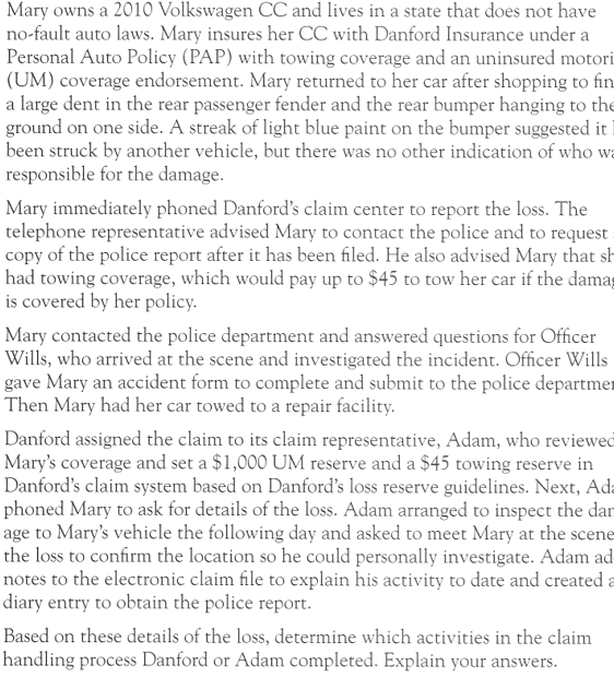 The first activity in the claim handling process