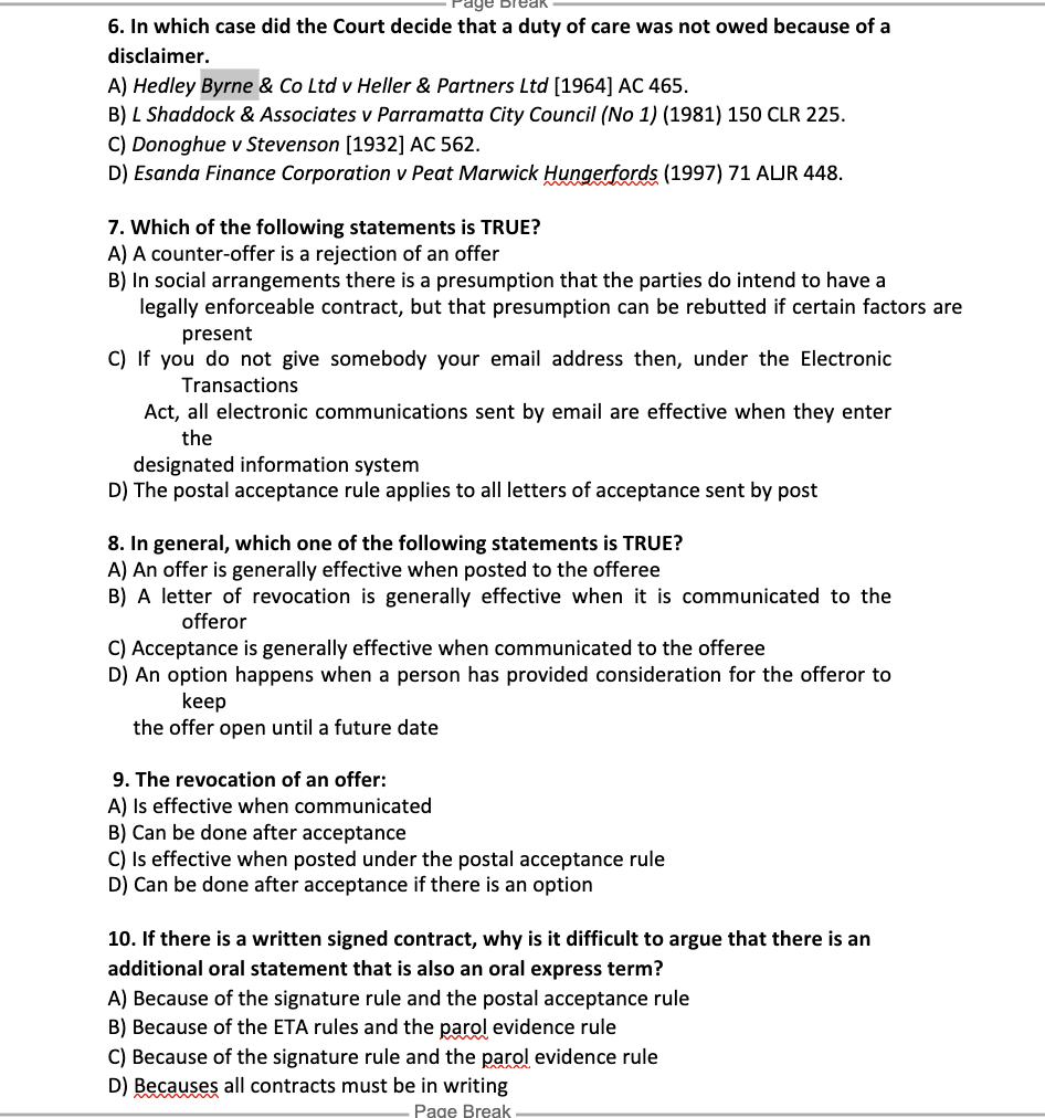 MATCHING: Insert your short answers next to the