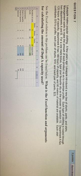 QUESTION 7 2 points Save Ans Luluapple makes