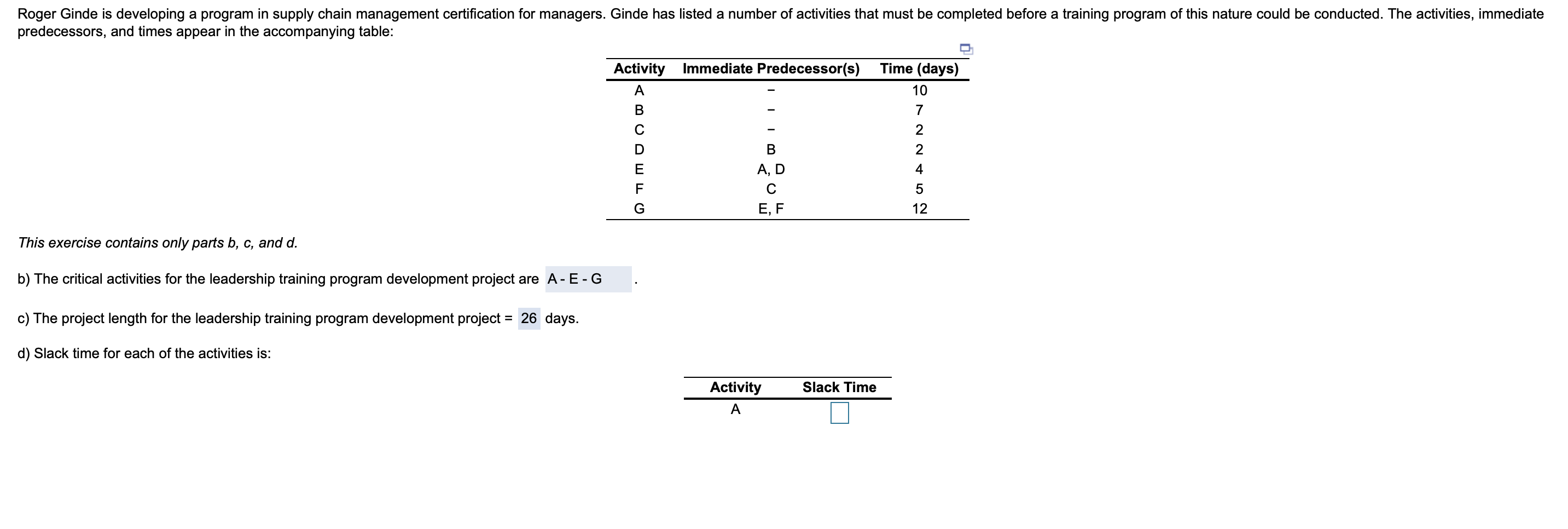 From A to G ? What is total crashing cost? Roger