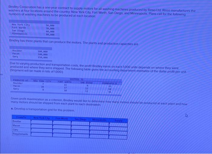 Bindley Corporation has a oneyear contract to