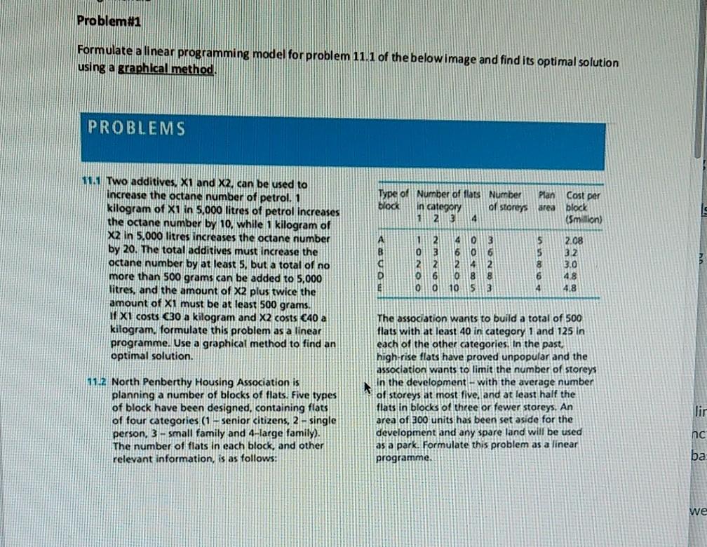 Please solve 11.1 Problem#1 Formulate a linear