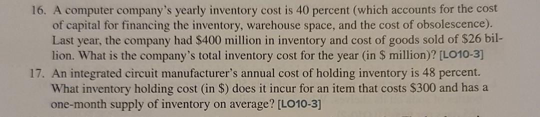 stats 16. A computer company's yearly inventory