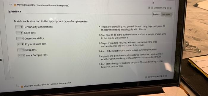 Moving to another question will save this