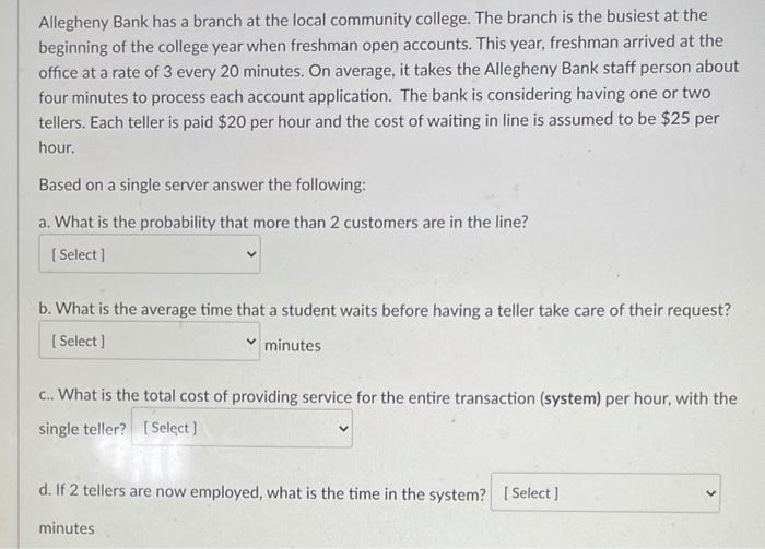 Allegheny Bank has a branch at the local