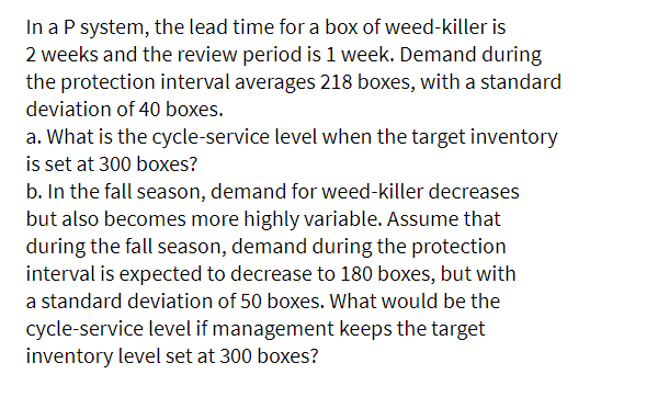 In a P system, the lead time for a box of