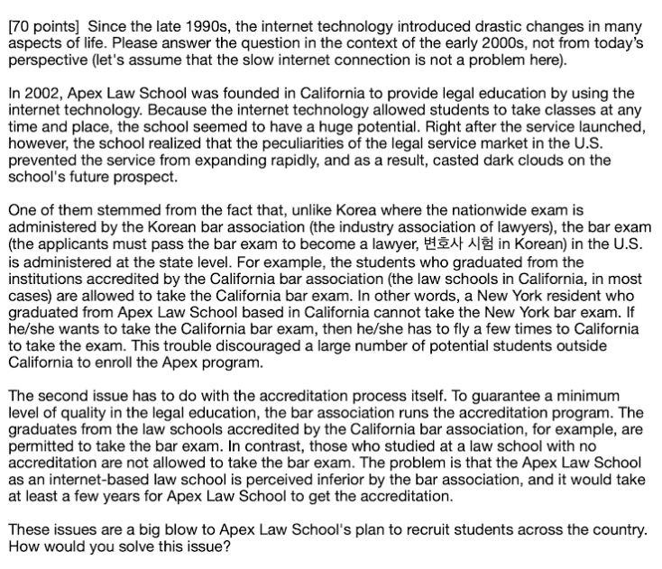 [70 points] Since the late 1990s, the internet