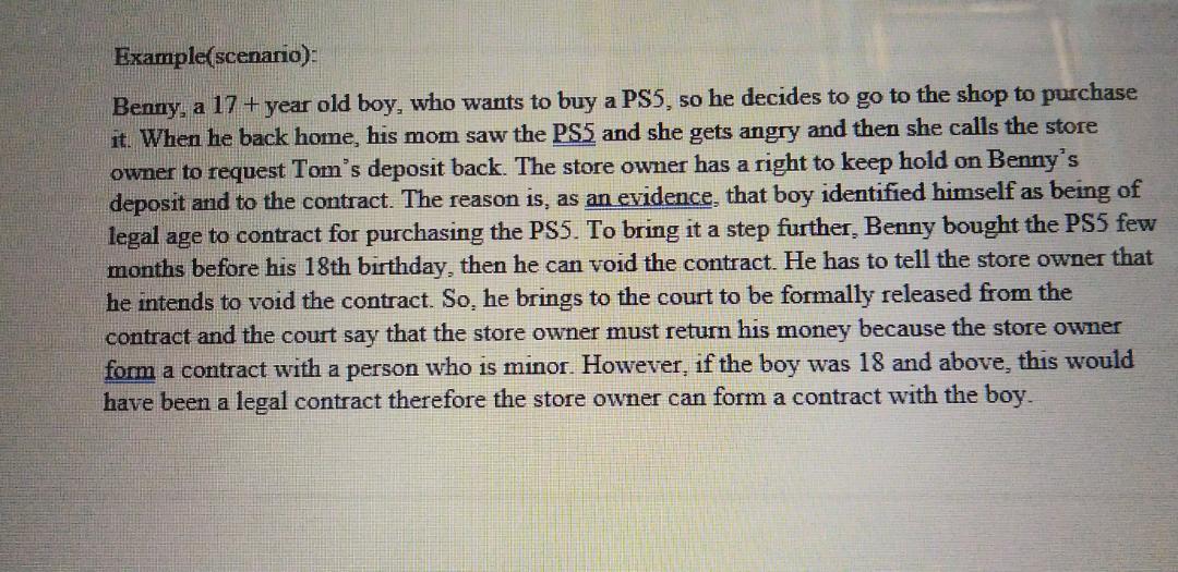 Business law subject I) From the above scenario,