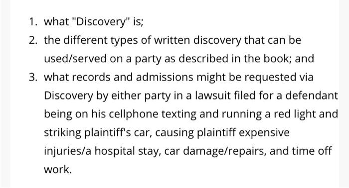 1. what "Discovery" is; 2. the different types of