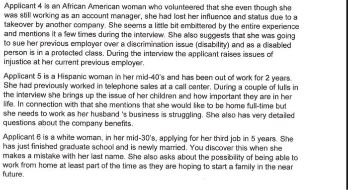 Applicant 4 is an African American woman who