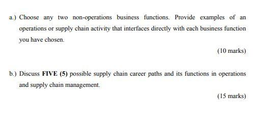 a.) Choose any two non-operations business